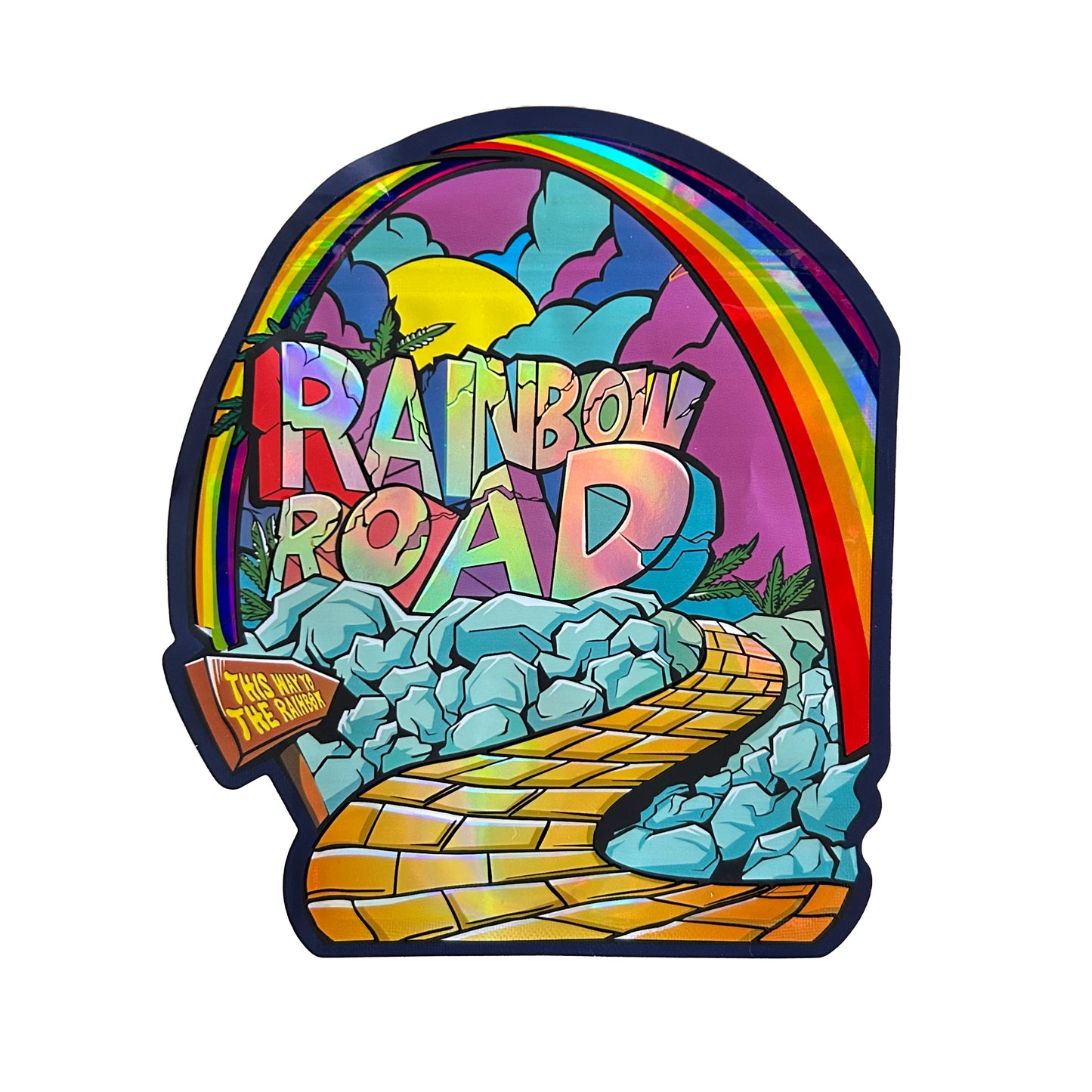 Rainbow Road Cutout 3.5G Mylar Bags