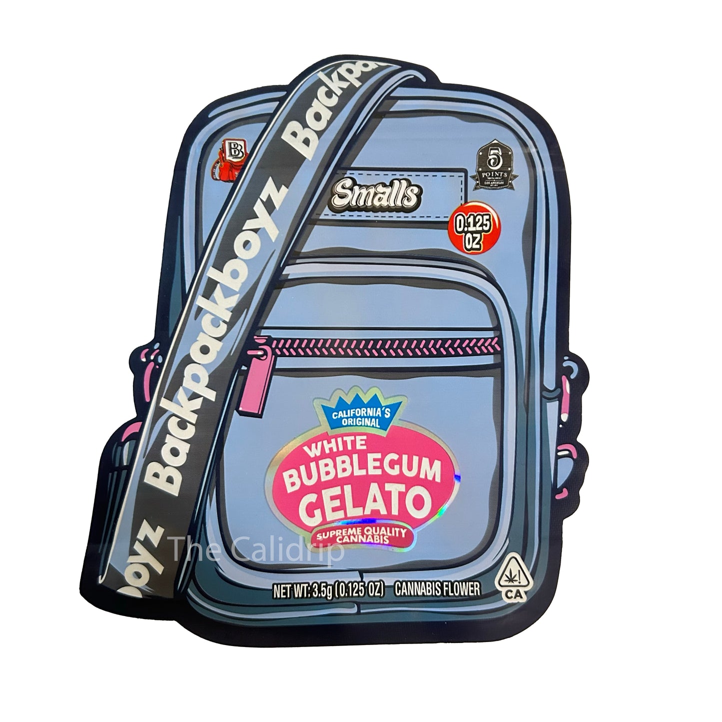 White Bubblegum Gelato Backpack Boyz Cutout 3.5G Mylar Bags