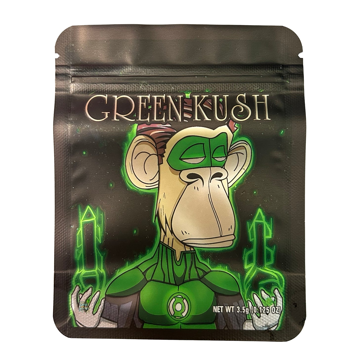 Green Kush Monkey 3.5G Mylar Bags