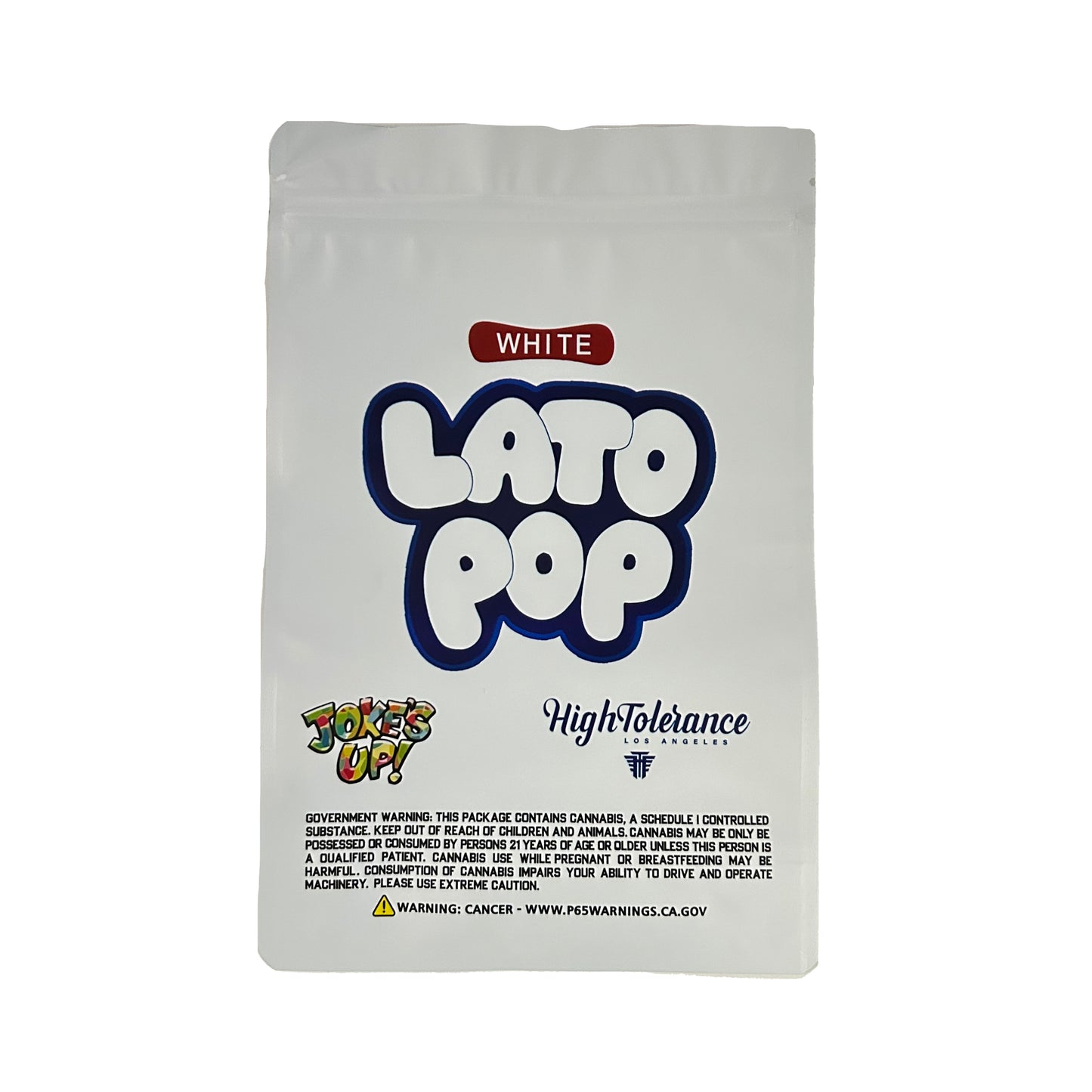 White Lato Pop Jokes UP! 1 oz Mylar Bag