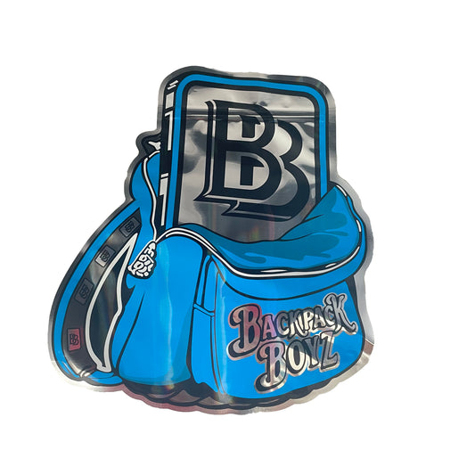Backpack Boyz Blue Cutout Quarter POUND Mylar Bags