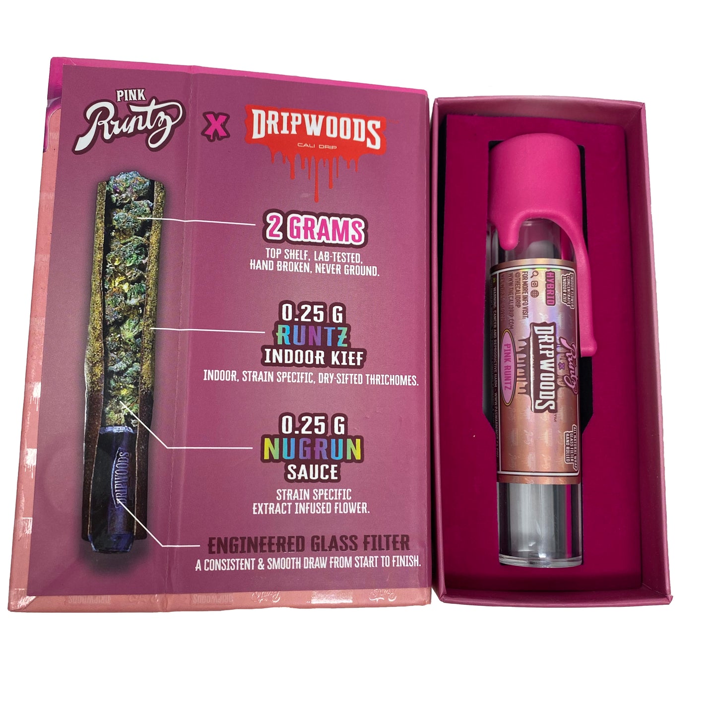 DripWoods X Pink Runtz Pre-roll Tube Packaging