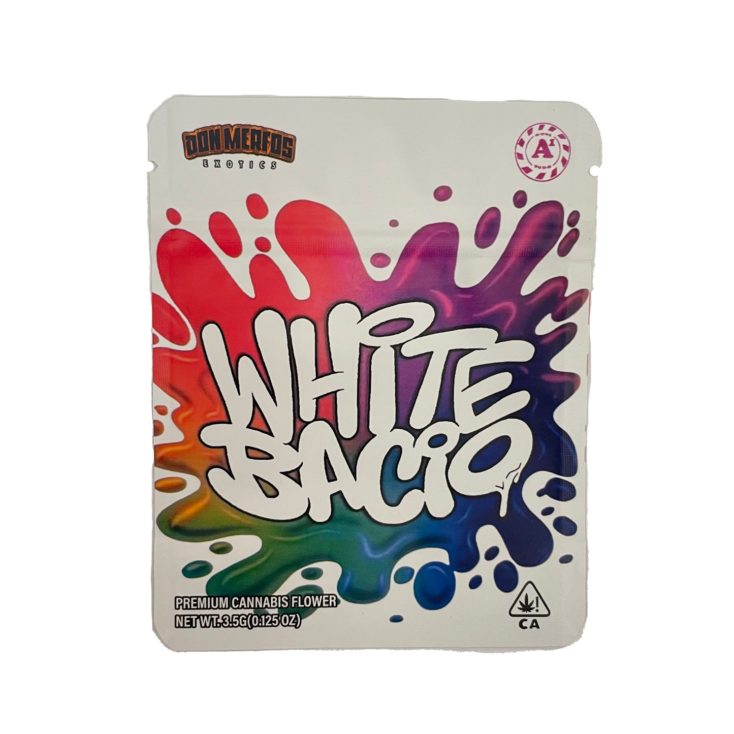 White Bacio Don Merfos 3.5G Mylar Bags