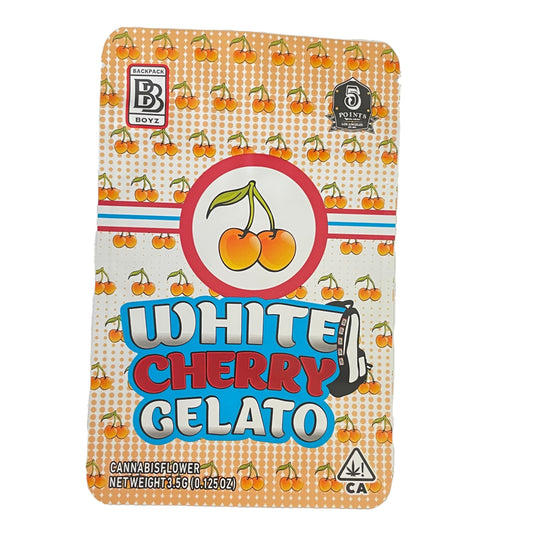 White Cherry Gelato Backpack Boyz 3.5G Mylar Bags